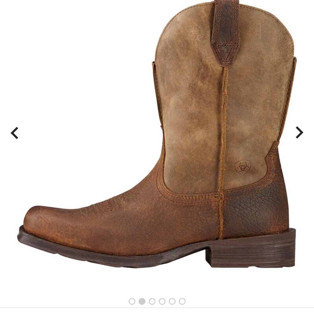 Ariat men 11D Rambler , two tone square toe cowboy boots , brand new .